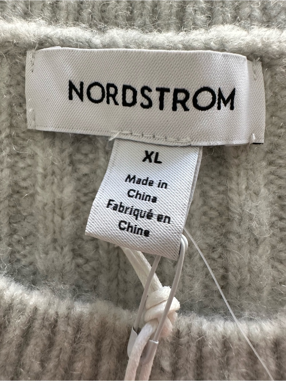 Nordstrom NWT Sparkle Cable Knit Sweater, Light Gray, size XL - Picture 6 of 11